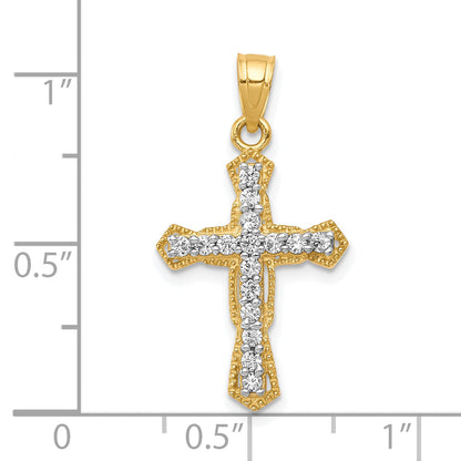 10k Yellow Gold CZ Cross Pendant
