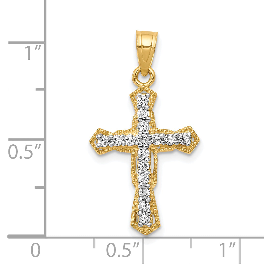 10k Yellow Gold 10k CZ Cross Pendant