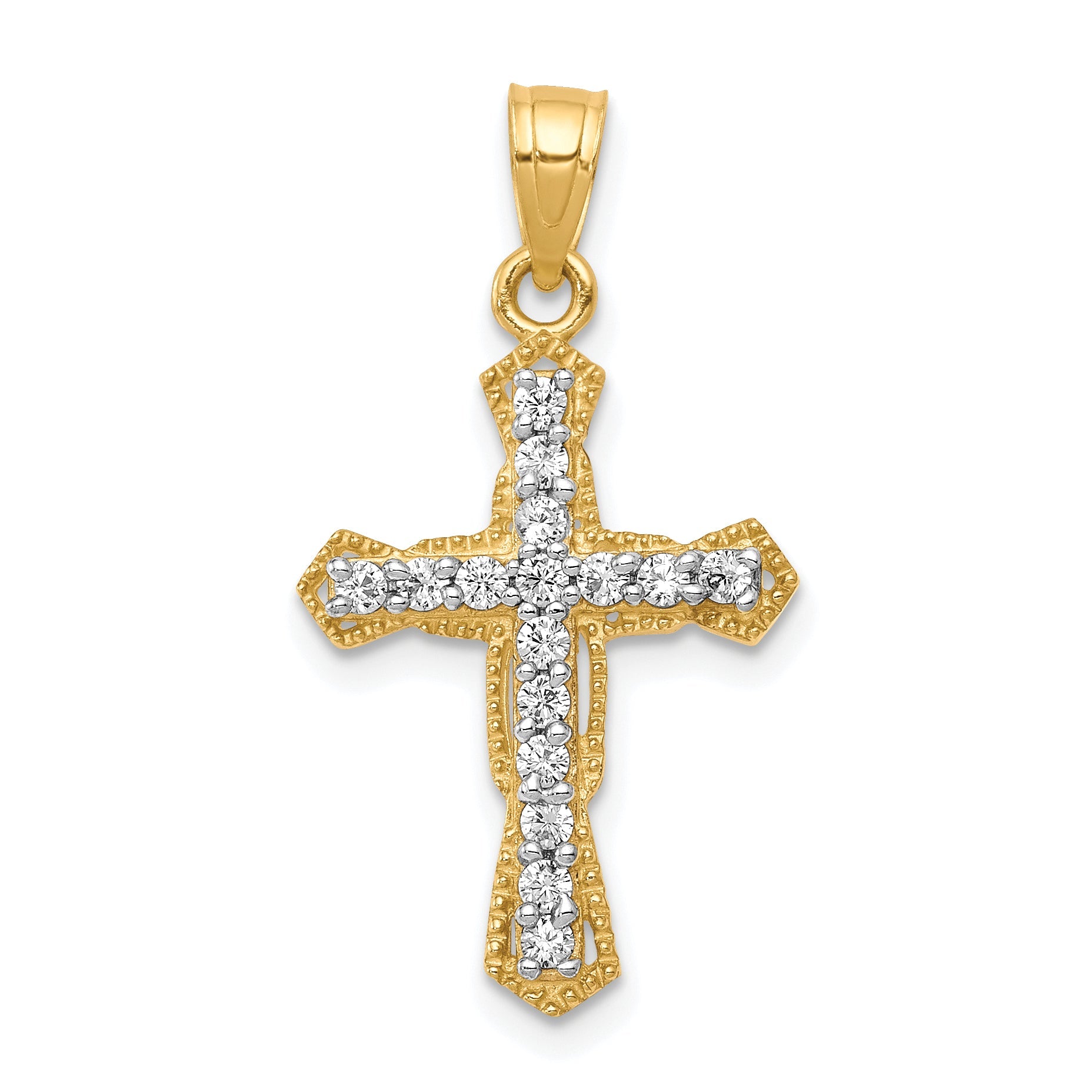 10k Yellow Gold CZ Cross Pendant