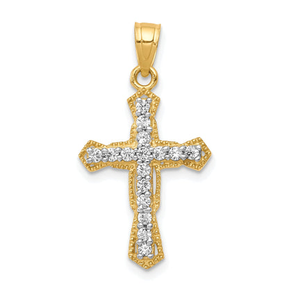 10k Yellow Gold CZ Cross Pendant