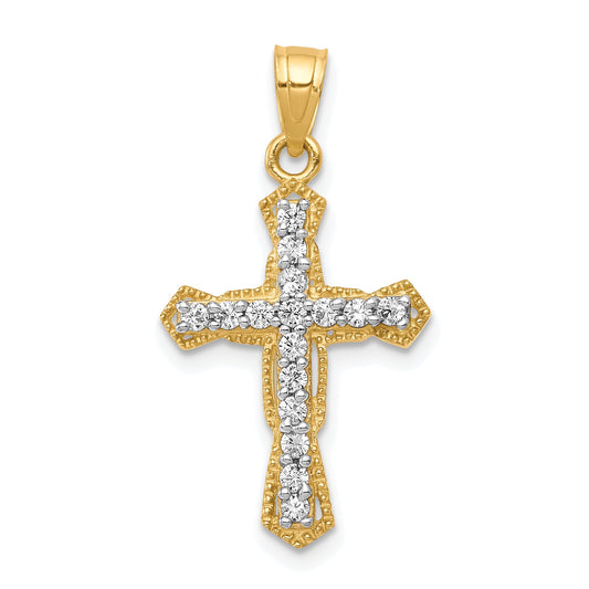 10k Yellow Gold 10k CZ Cross Pendant