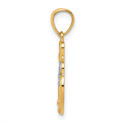 10k Yellow w/Rhodium CZ 3-Heart Pendant