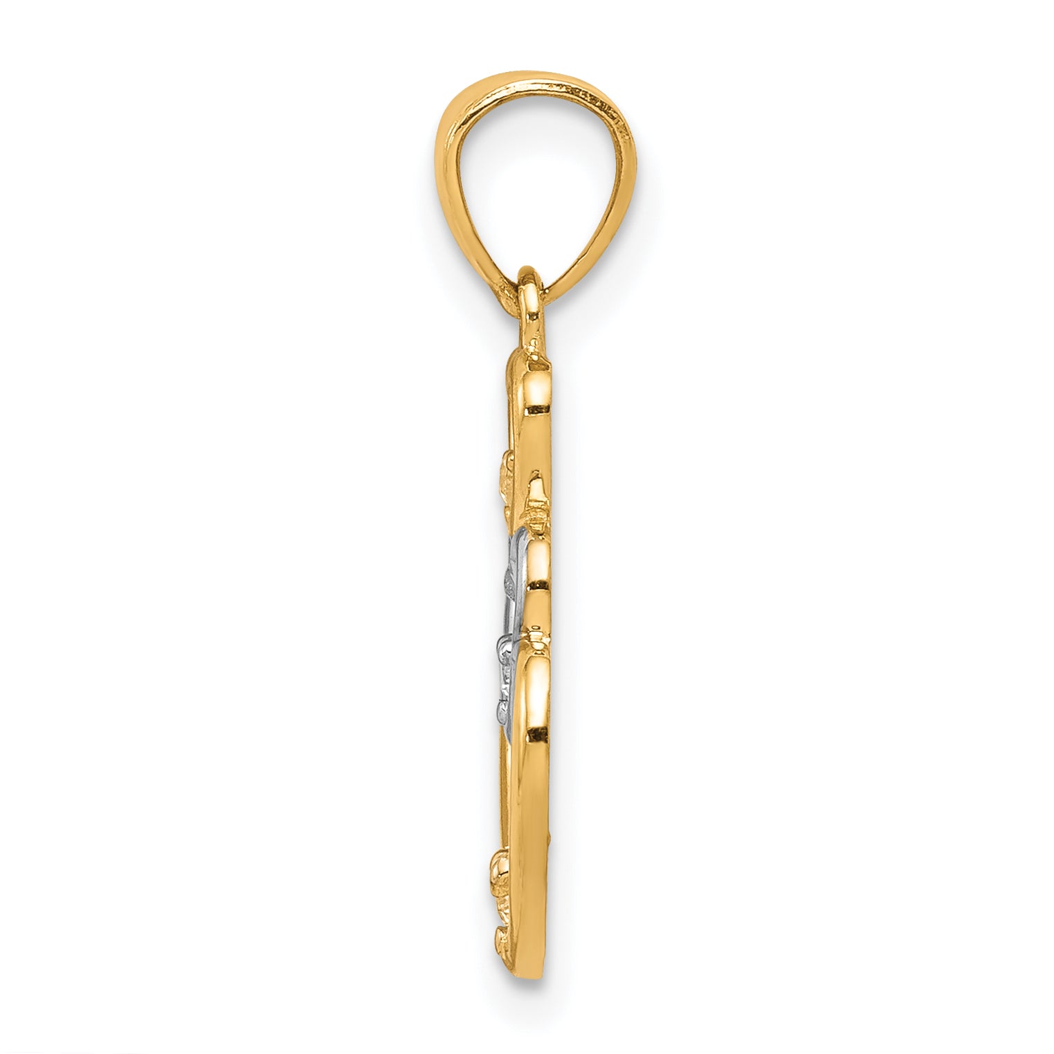 10k Yellow w/Rhodium 10K w/Rhodium CZ 3-Heart Pendant