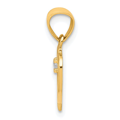 10k Yellow Gold CZ Heart Pendant