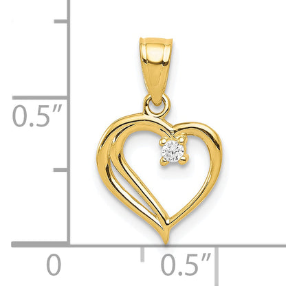 10k Yellow Gold 10k CZ Heart Pendant