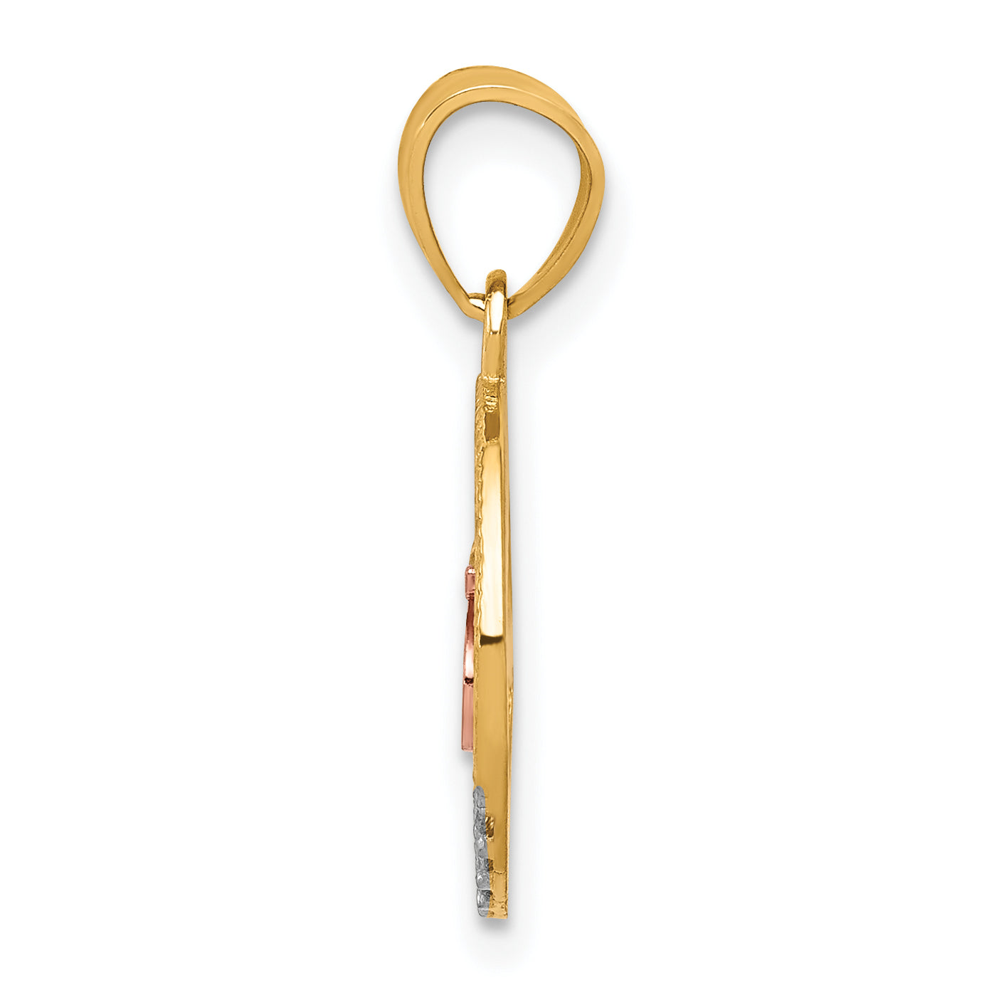 10k Two-tone w/White Rhodium CZ 15 Round Pendant