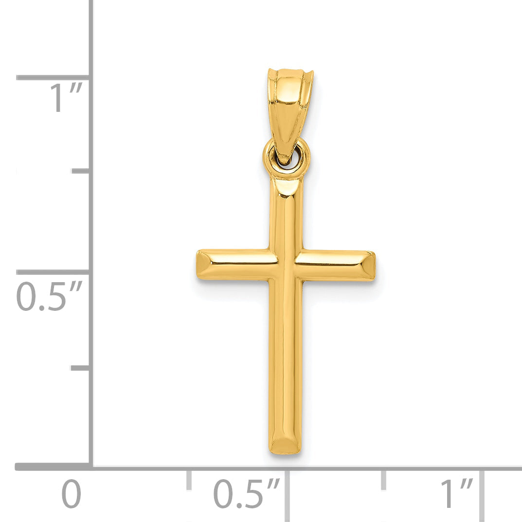 10k Yellow Gold Polished Hollow Cross Pendant