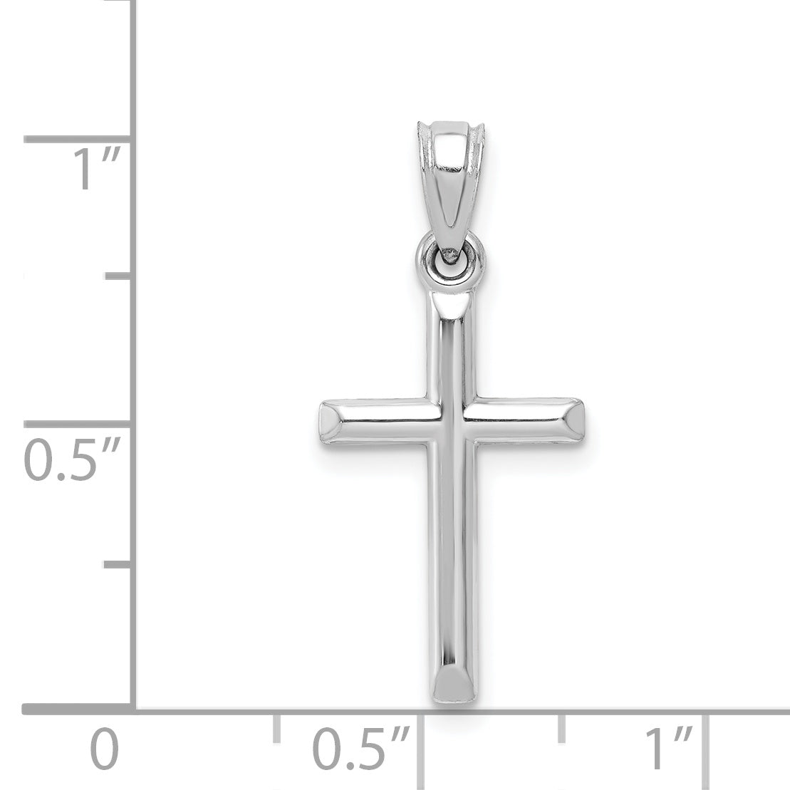 10k White Gold Hollow Cross Pendant