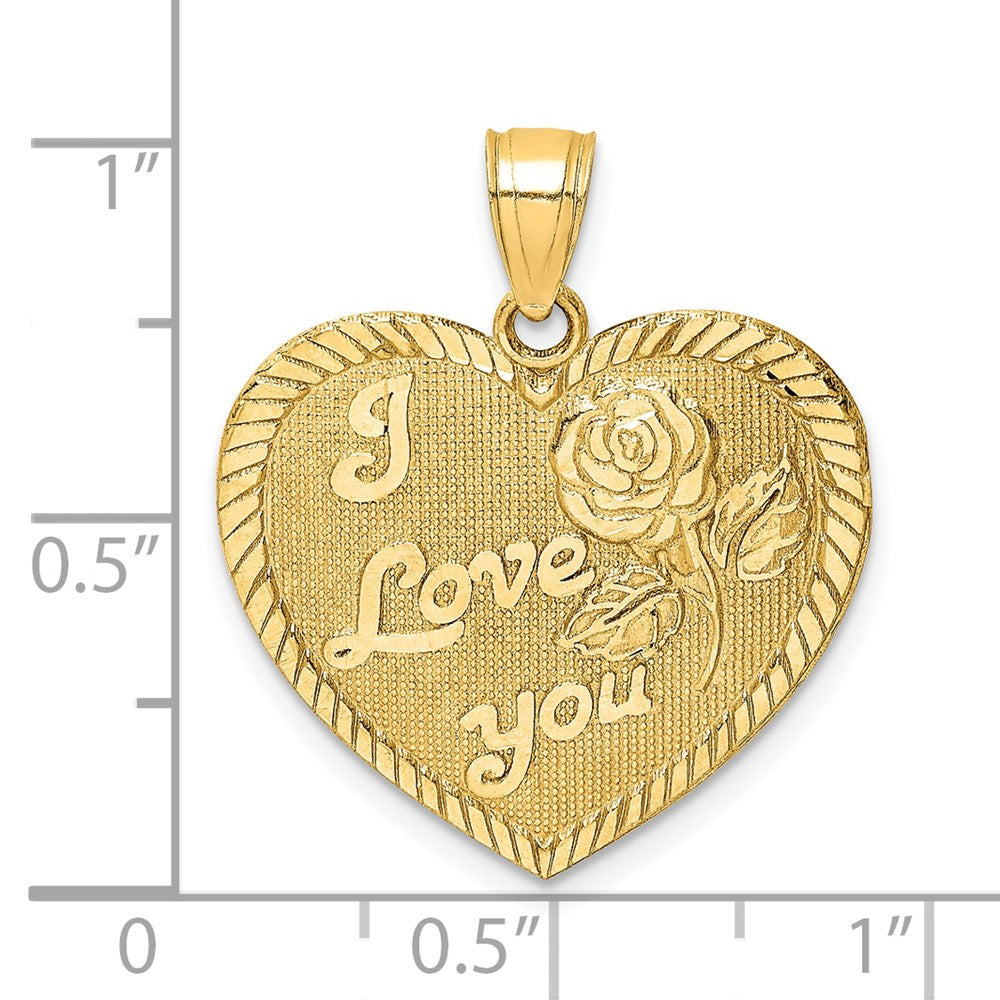 10k Yellow Gold Diamond-Cut I LOVE YOU Heart Charm