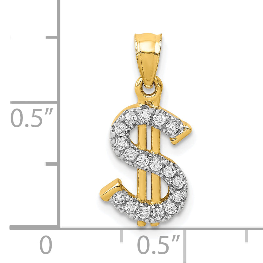 10k Yellow Gold 10K CZ Dollar Sign Pendant