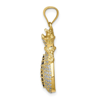 10k Yellow Gold Black and Clear CZ Micro Pave Money Bag Pendant