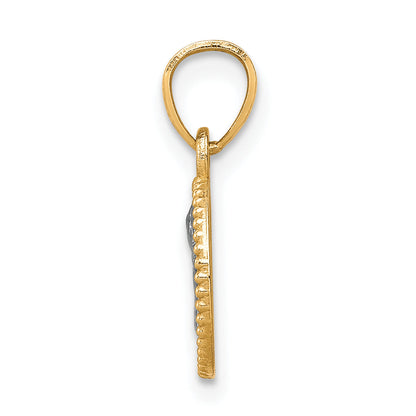 10k Yellow w/Rhodium Polished and Textured Angel Pendant