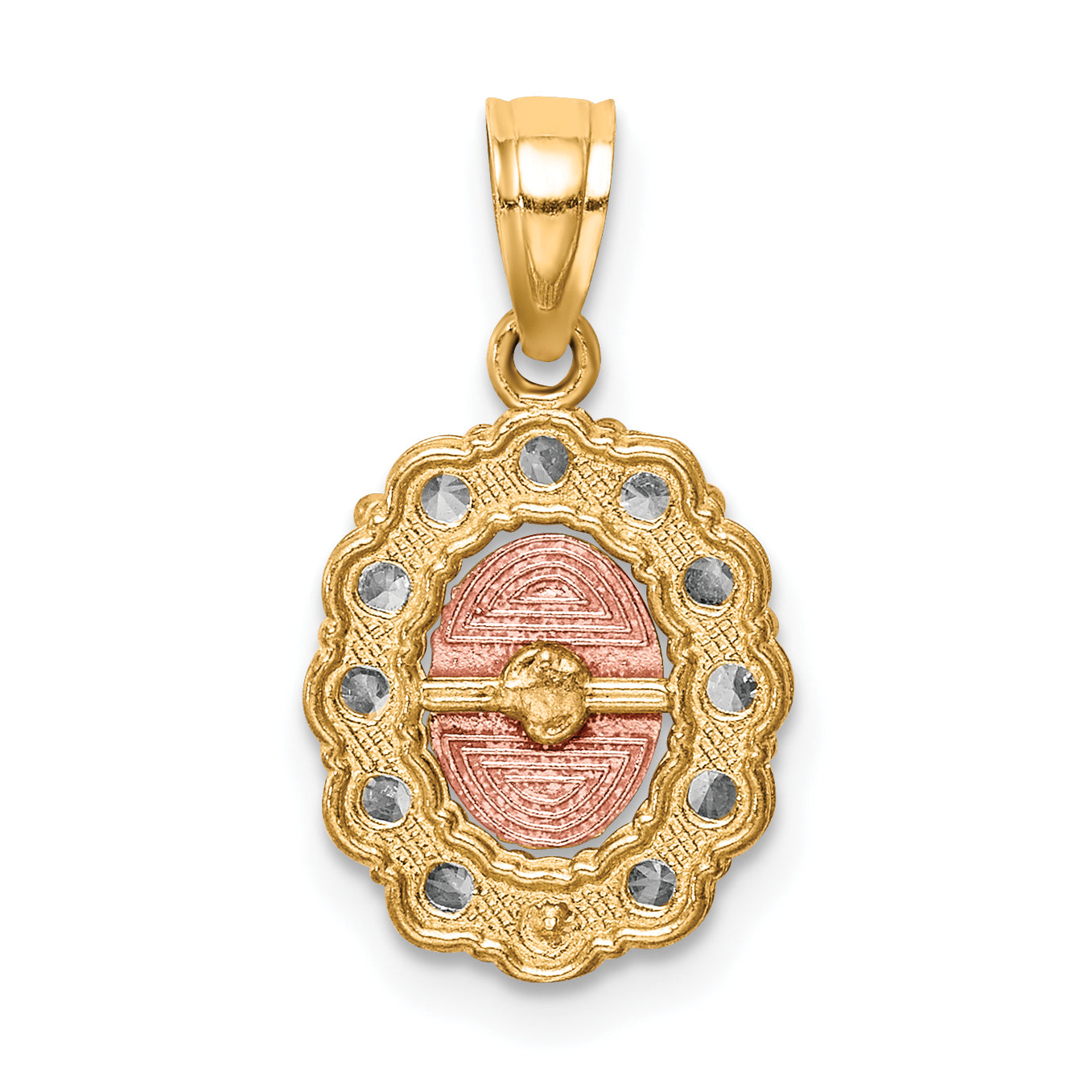 10k Two-tone w/White Rhodium CZ Guadalupe Pendant