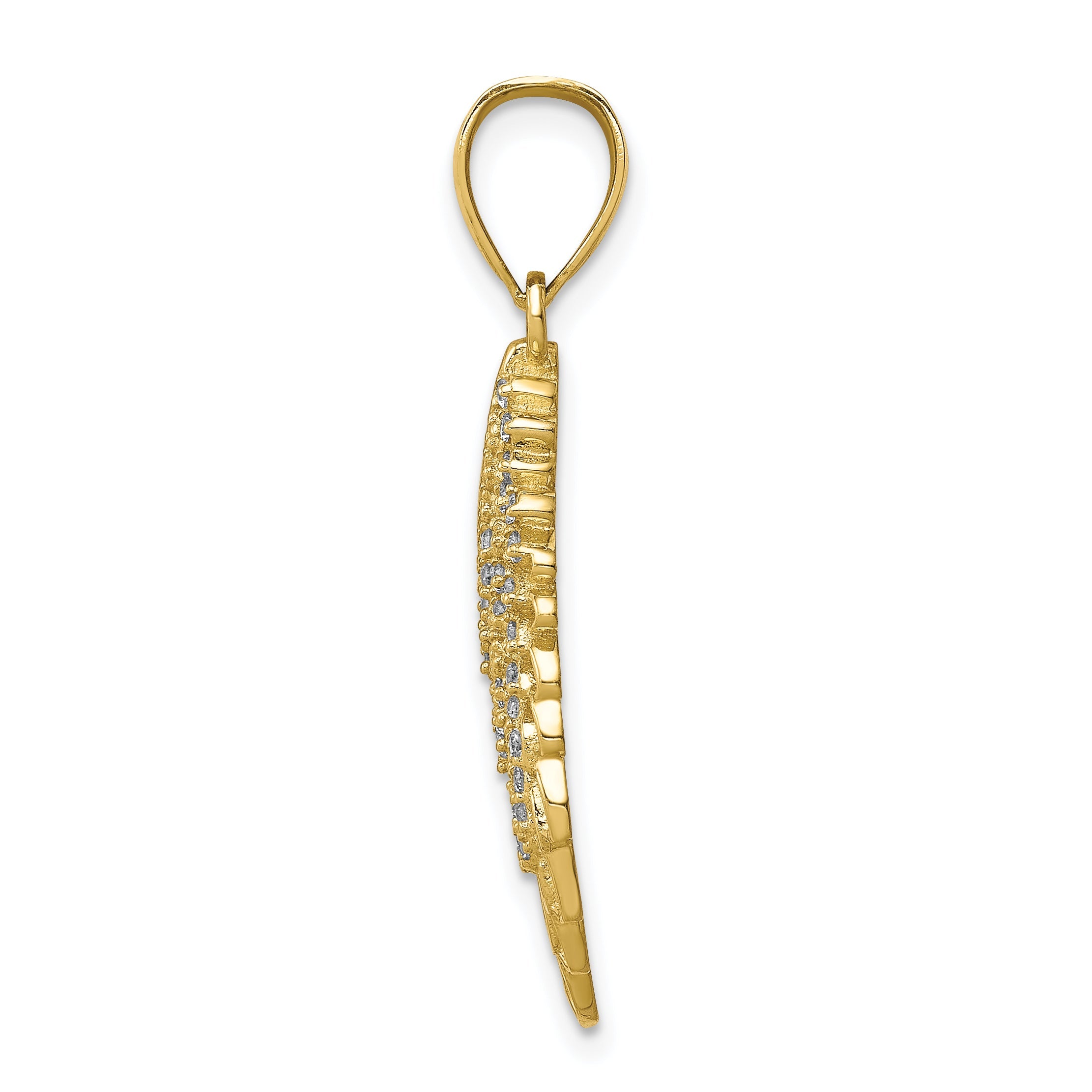 10k Yellow Gold 10K CZ Micropave Angel Wing Pendant