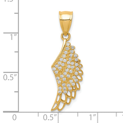 10k Yellow Gold 10K CZ Micropave Angel Wing Pendant