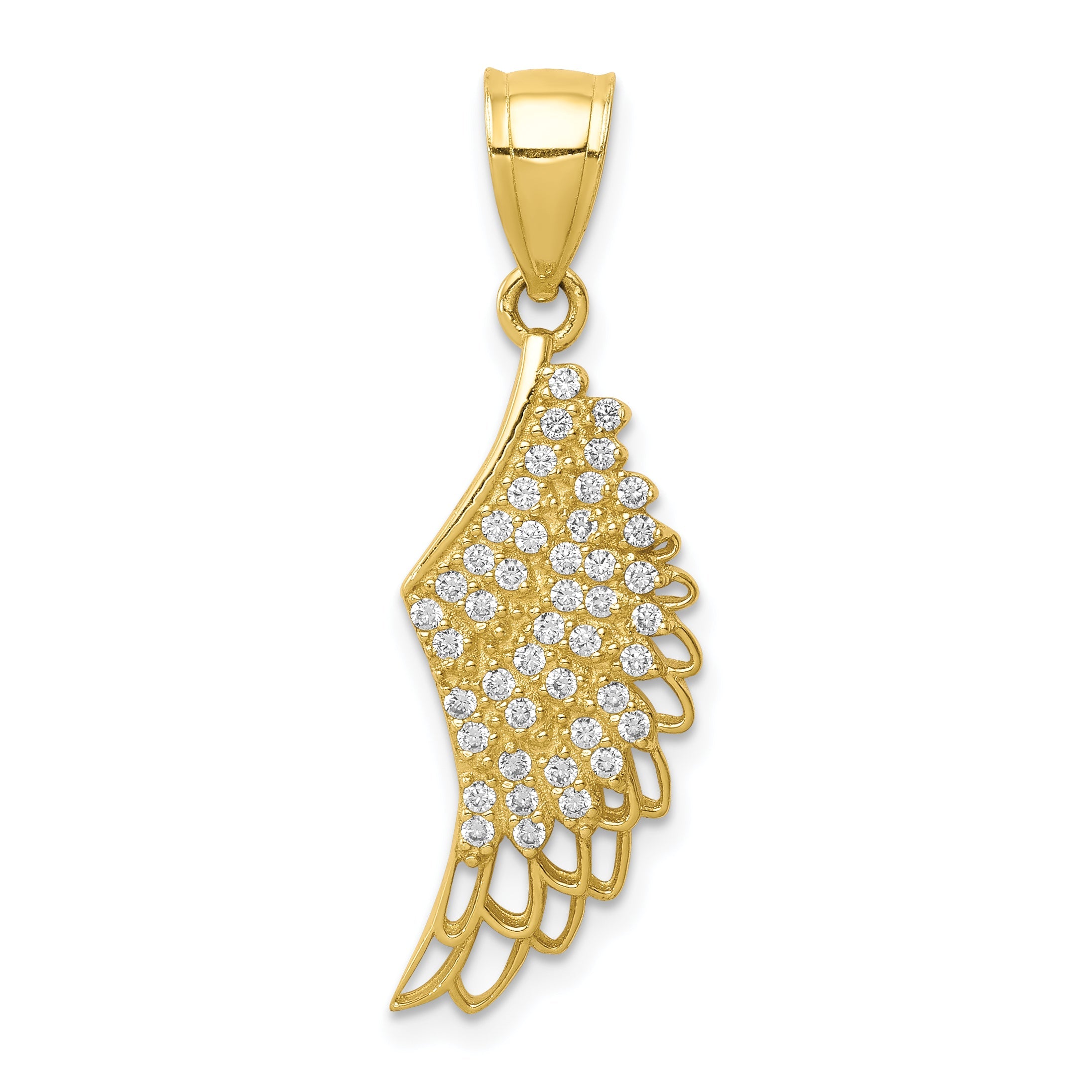 10k Yellow Gold 10K CZ Micropave Angel Wing Pendant