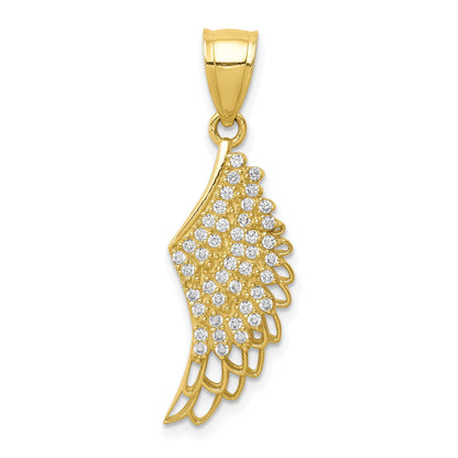 10k Yellow Gold 10K CZ Micropave Angel Wing Pendant