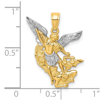 10k Yellow w/Rhodium D/C Saint Michael Pendant