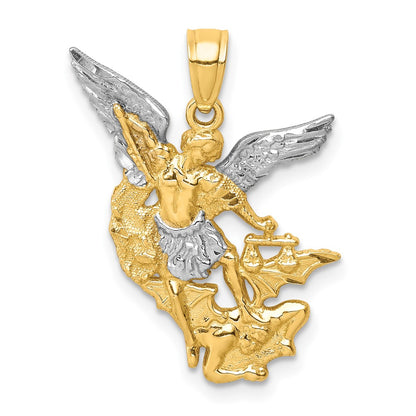 10k Yellow w/Rhodium D/C Saint Michael Pendant