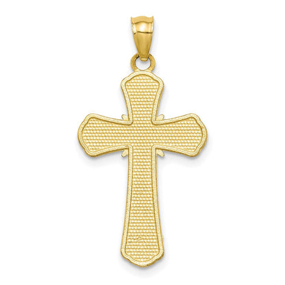 10k Yellow Gold Polished Textured Crucifix Pendant