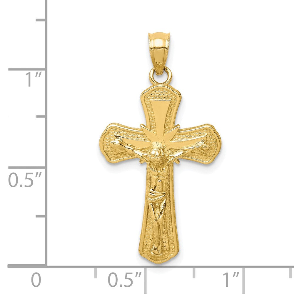 10k Yellow Gold Polished Textured Crucifix Pendant