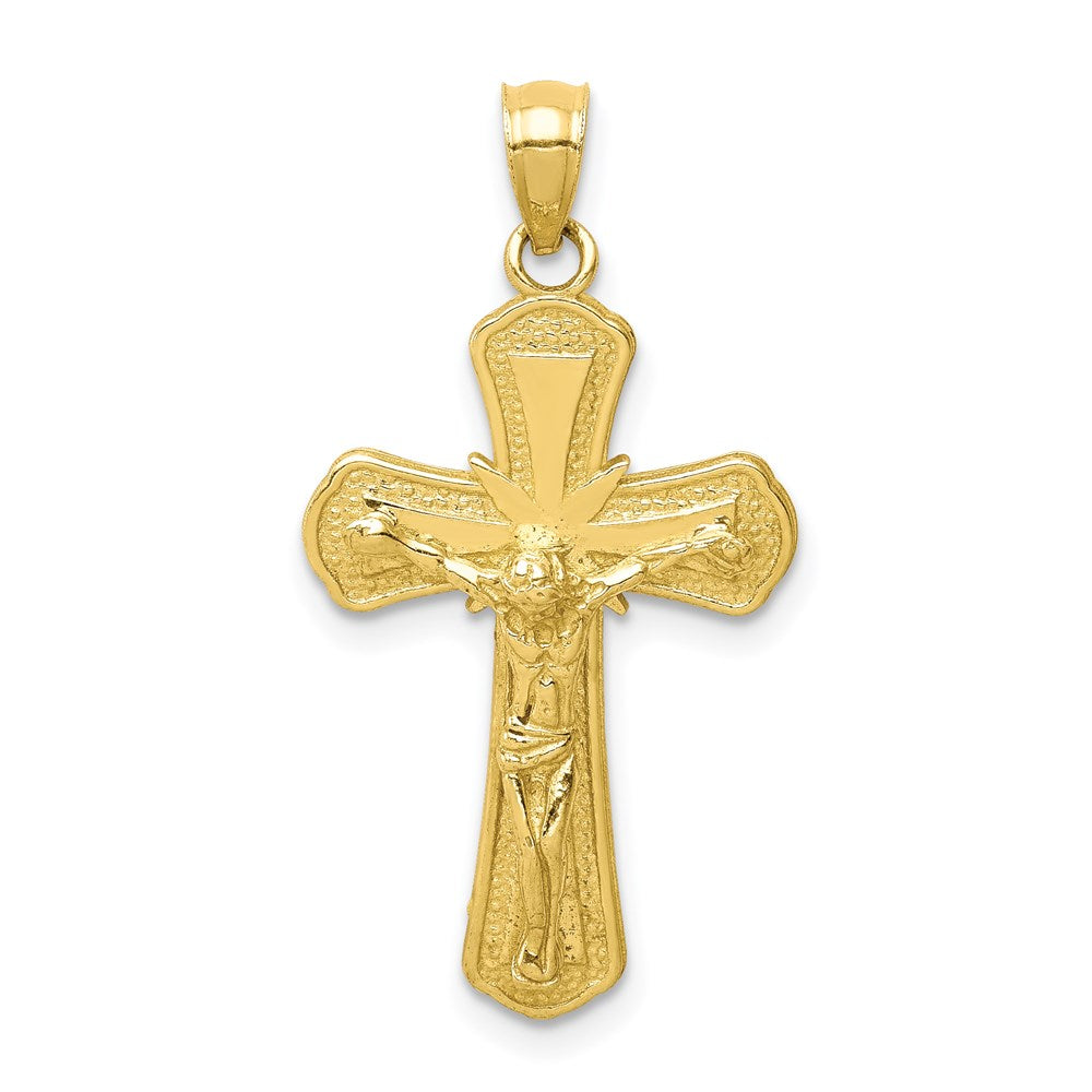 10k Yellow Gold Polished Textured Crucifix Pendant