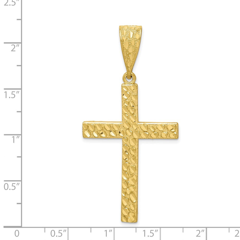 10k Yellow Gold Diamond-cut Nugget Cross Pendant