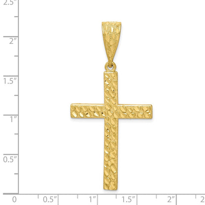 10k Yellow Gold Diamond-cut Nugget Cross Pendant