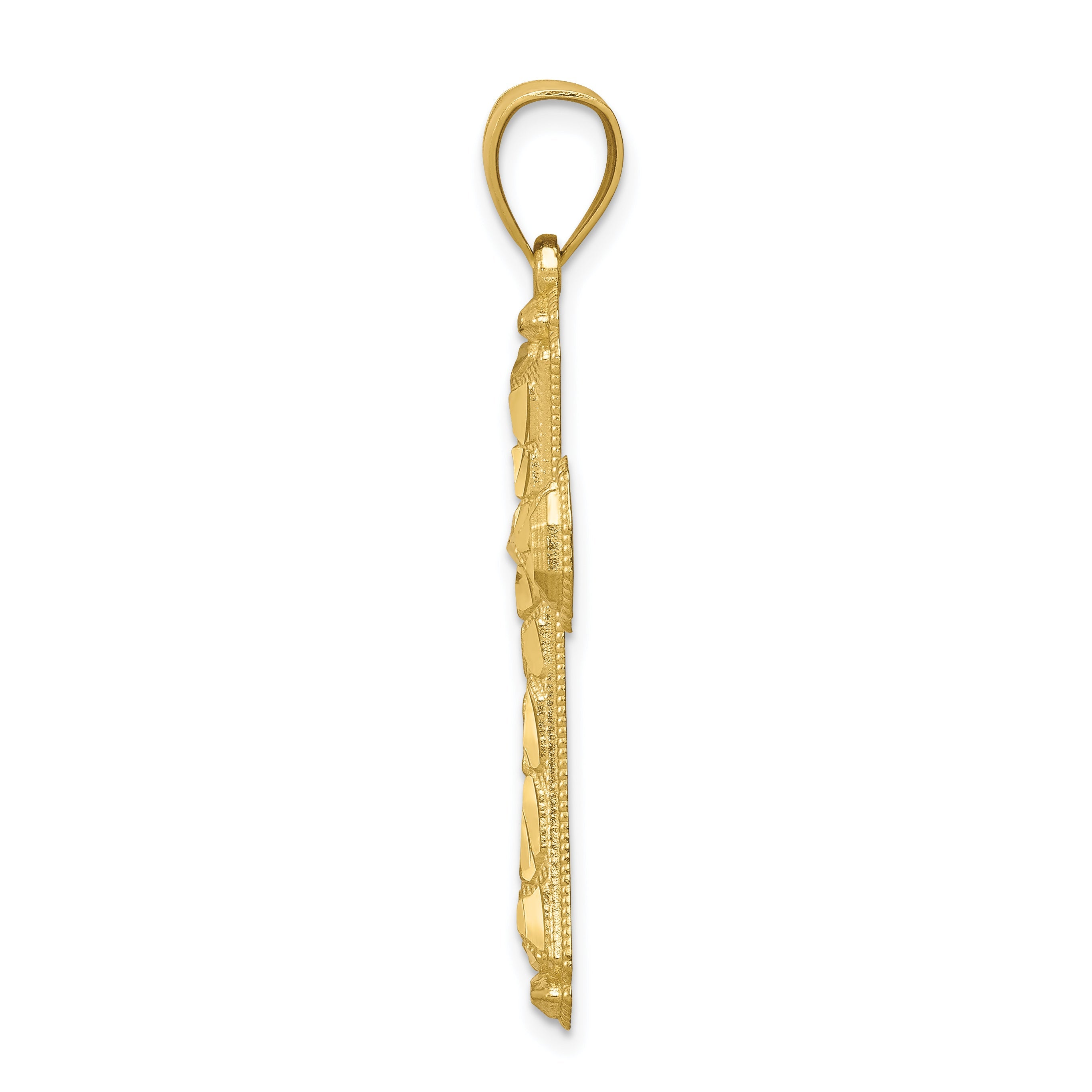 10K Yellow Gold 10K Diamond-Cut Cross Pendant