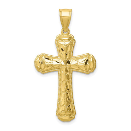 10K Yellow Gold 10K Diamond-Cut Cross Pendant