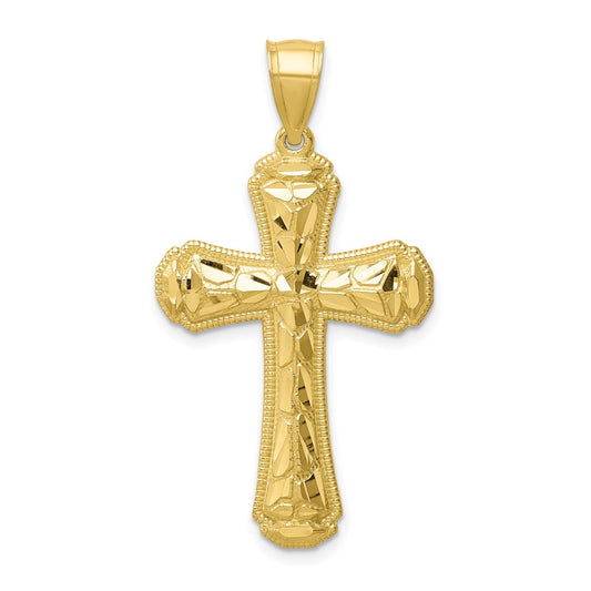 10K Yellow Gold 10K Diamond-Cut Cross Pendant