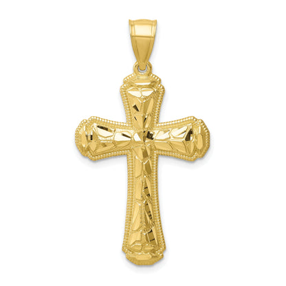10K Yellow Gold 10K Diamond-Cut Cross Pendant