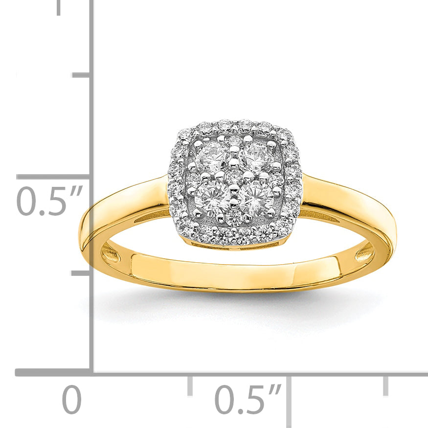 10K Yellow Gold 10K Square Cz Fancy Ring