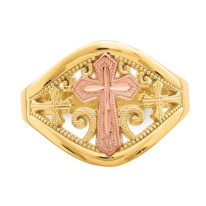 10K Two-Tone 10K Two-Tone Cross Ring
