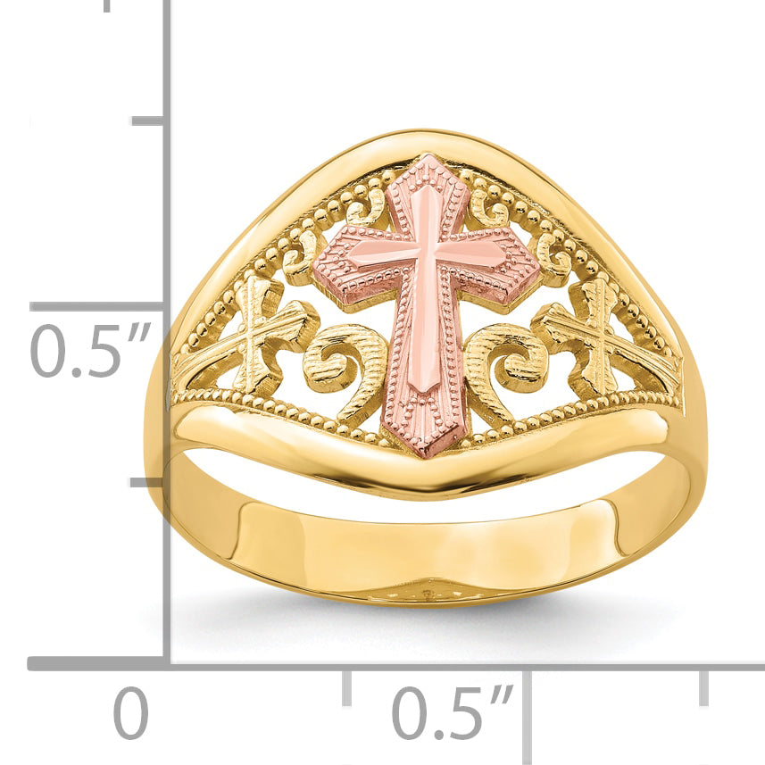 10K Two-Tone 10K Two-Tone Cross Ring