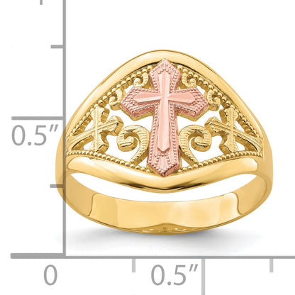 10K Two-Tone 10K Two-Tone Cross Ring