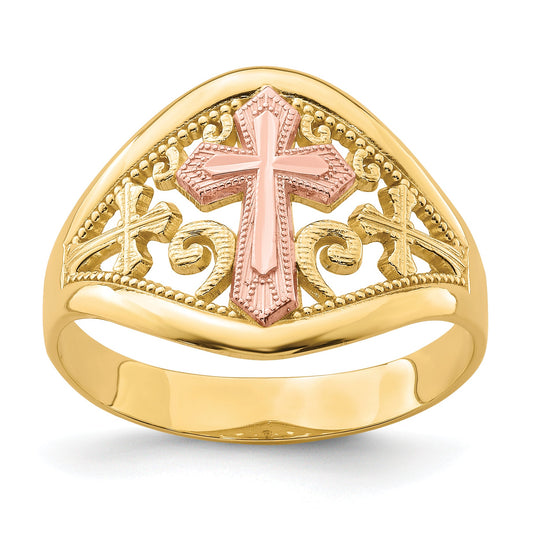 10K Two-Tone 10K Two-Tone Cross Ring