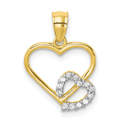10k Yellow Gold CZ Heart in Pendant