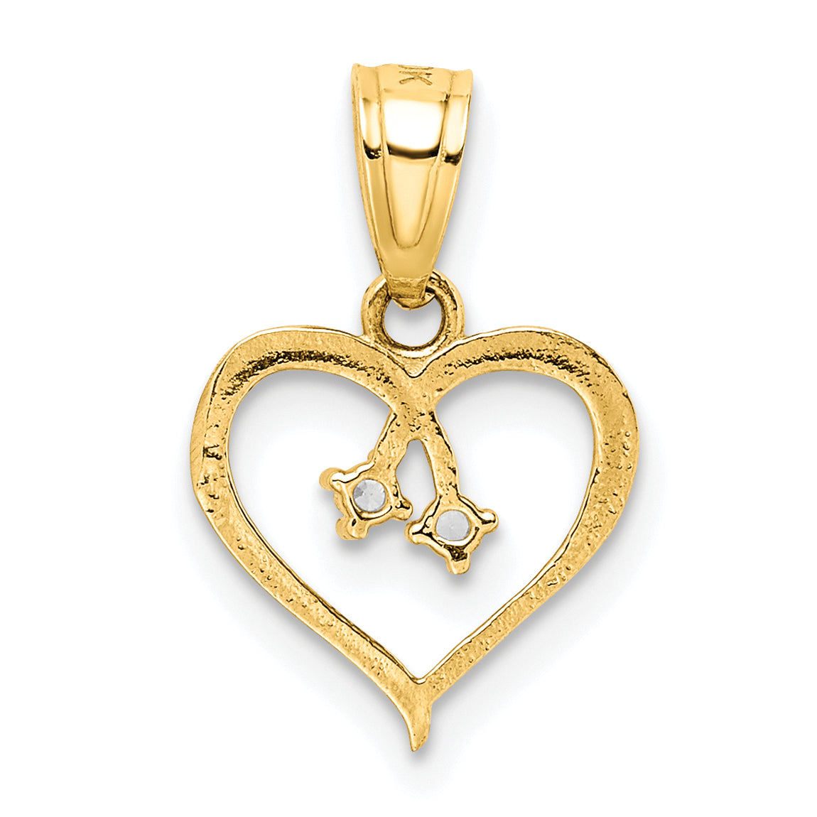 10k Yellow Gold CZ Heart Pendant