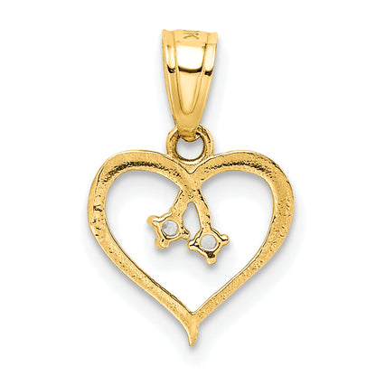 10k Yellow Gold CZ Heart Pendant