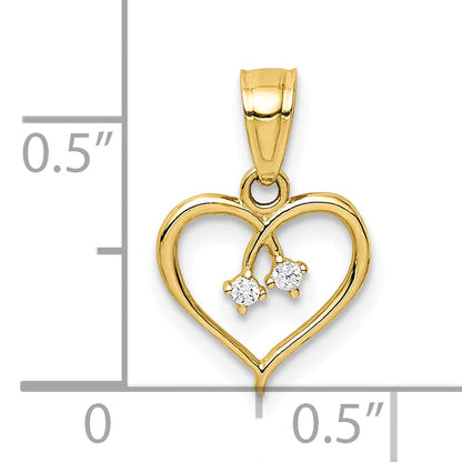 10k Yellow Gold 10K CZ Heart Pendant