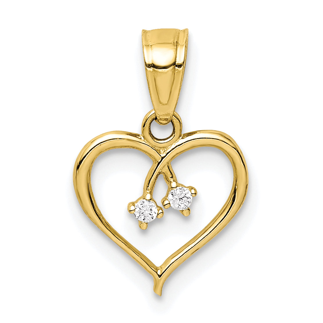 10k Yellow Gold 10K CZ Heart Pendant