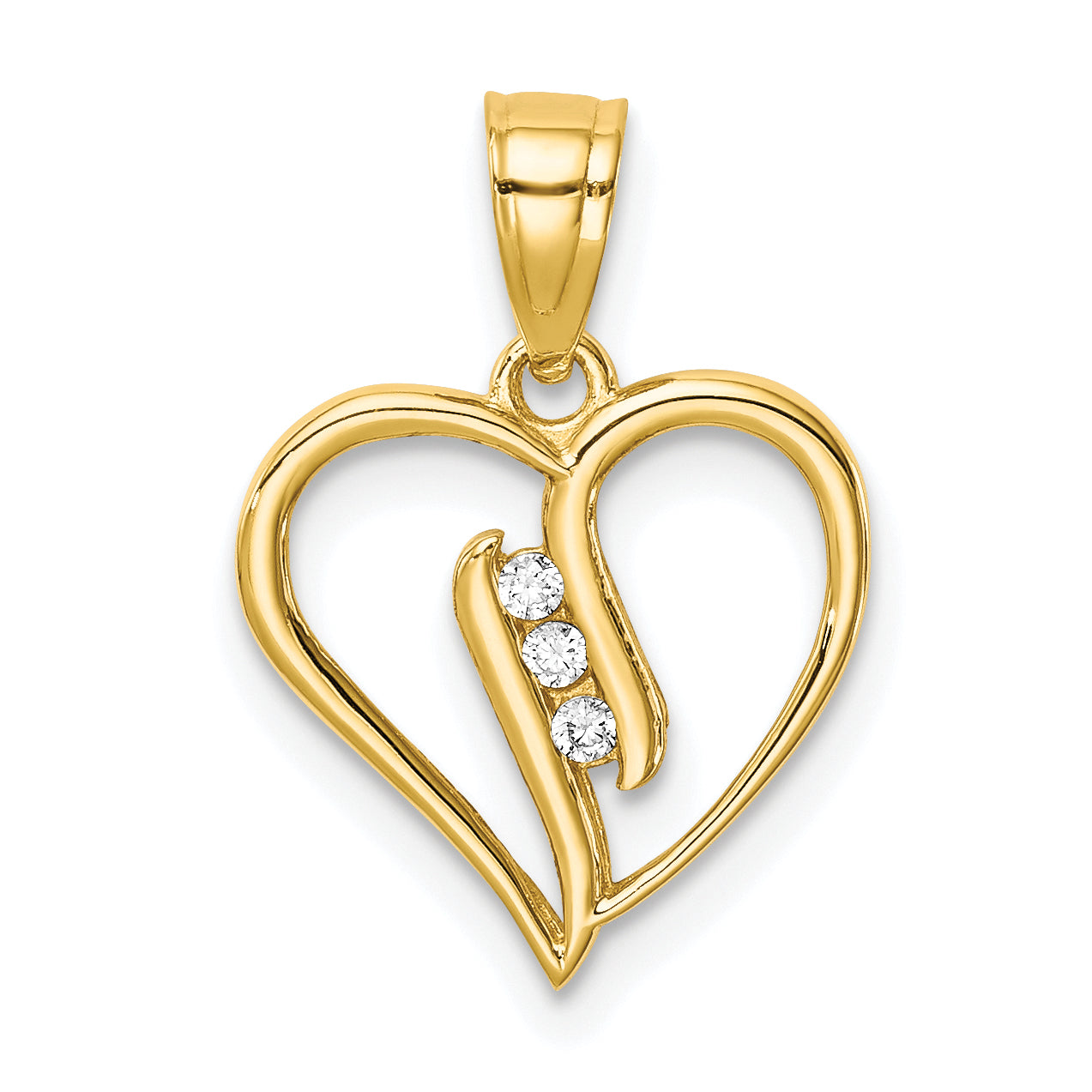 10k Yellow Gold CZ Heart Pendant