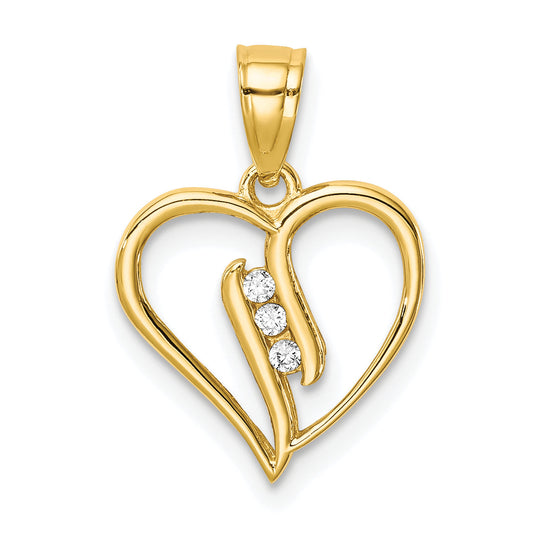 10k Yellow Gold CZ Heart Pendant