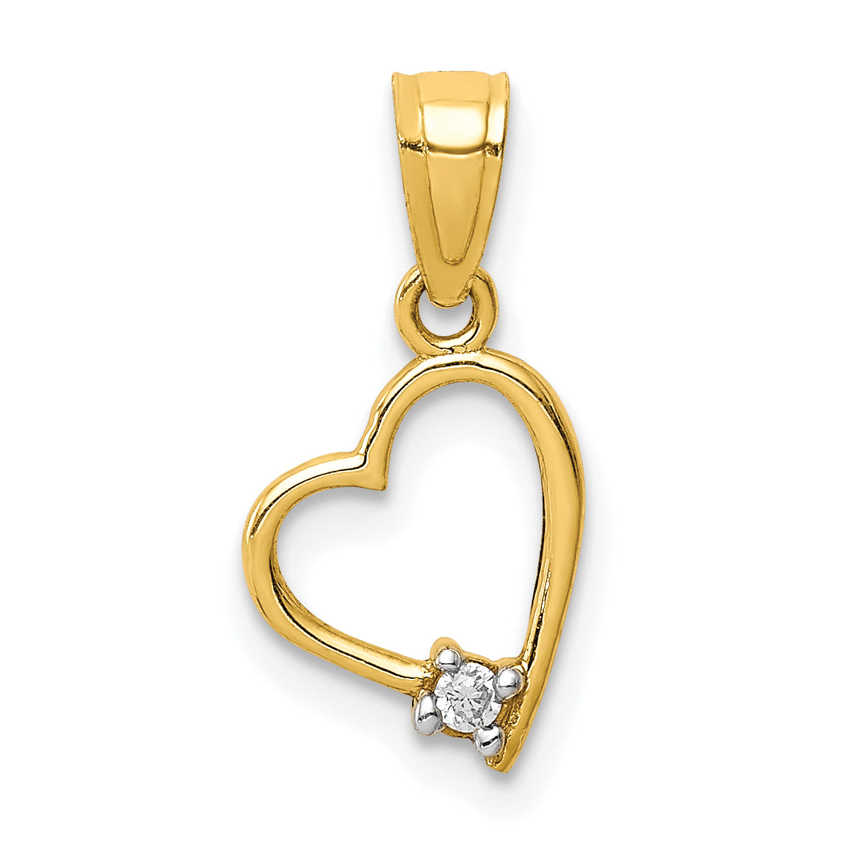 10k Yellow Gold CZ Heart Pendant