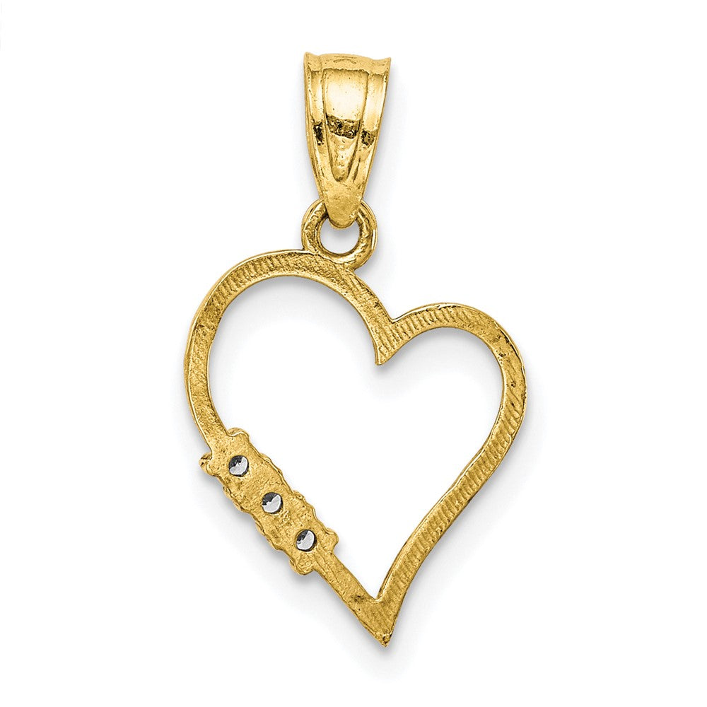 10K Yellow Gold Cz Heart Pendant