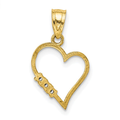 10K Yellow Gold Cz Heart Pendant