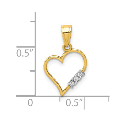 10K Yellow Gold Cz Heart Pendant