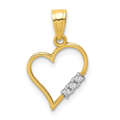 10K Yellow Gold Cz Heart Pendant