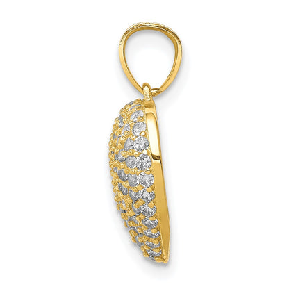 10k Yellow Gold 10K CZ Micro Pave Heart Pendant